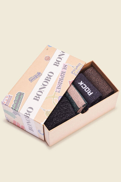 Lot 4 paires chaussettes multicolore femme
