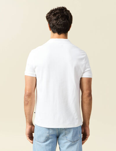 Polo cintré col cubain manches courtes blanc homme