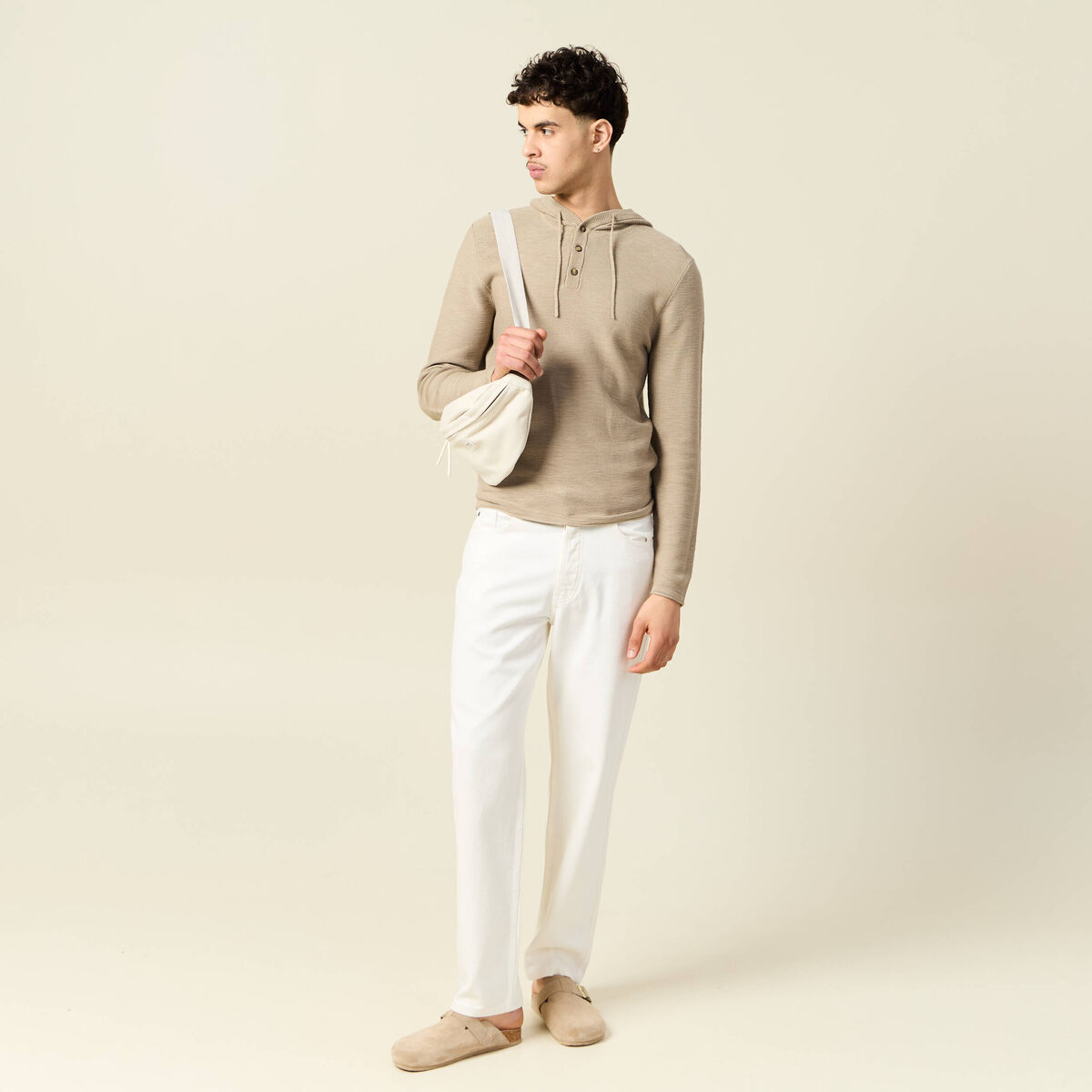 Pull à capuche gris homme