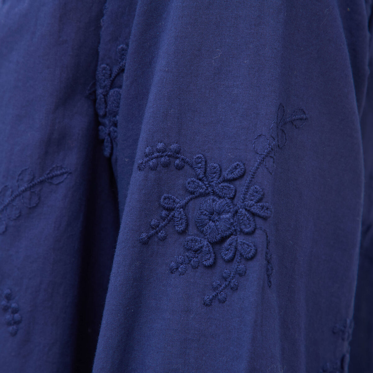Chemise en coton manches 3/4 bleu marine femme