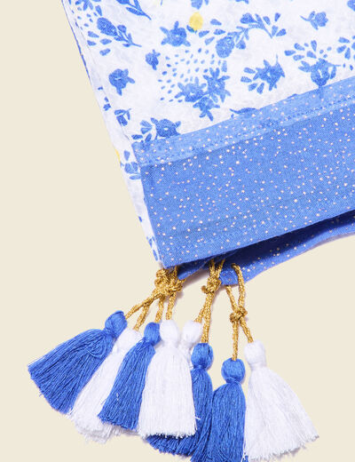 Foulard à pampilles bleu electrique femme