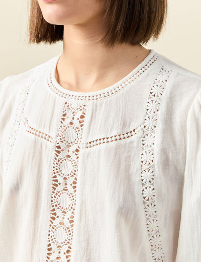 Blouse manches longues blanc femme