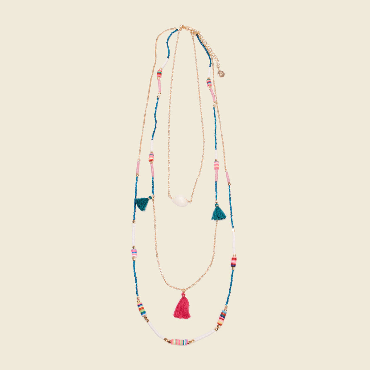 Collier multirangs multicolore femme