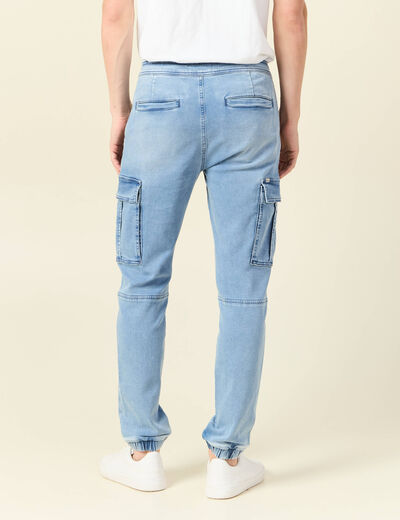 Jeans battle à coulisse denim bleach homme