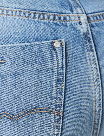 Jeans straight taille haute 7/8ème bleu femme