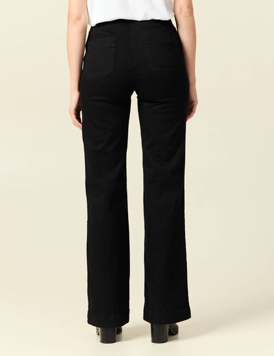 Jeans flare à pont denim noir femme