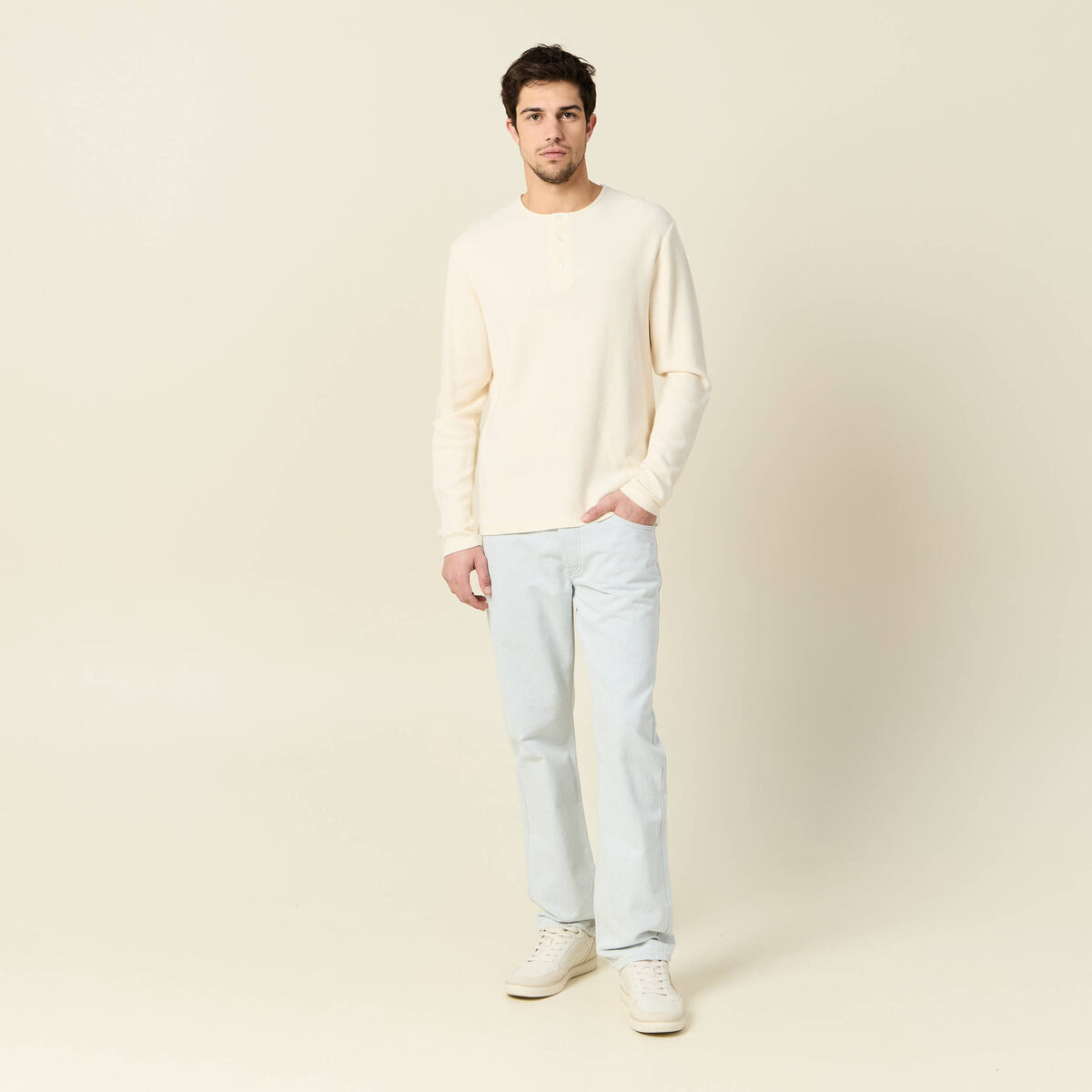 T-shirt manches longues ecru homme