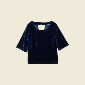 Blouse velours éco-responsable bleu canard femme