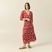 Robe longue droite fluide rouge fonc&eacute; femme
