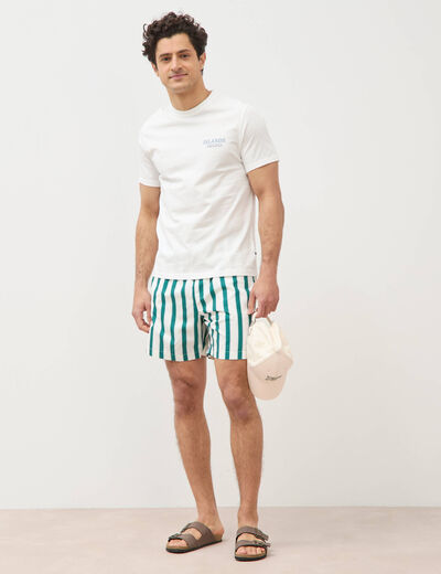 Maillot de bain ray&eacute; doubl&eacute; vert &eacute;meraude homme