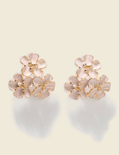 Boucles d'oreilles rose poudr&eacute;e femme