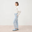Jeans mom 7/8&egrave;me denim snow bleu femme