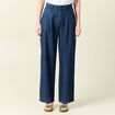 Jeans large &agrave; pinces denim brut femme
