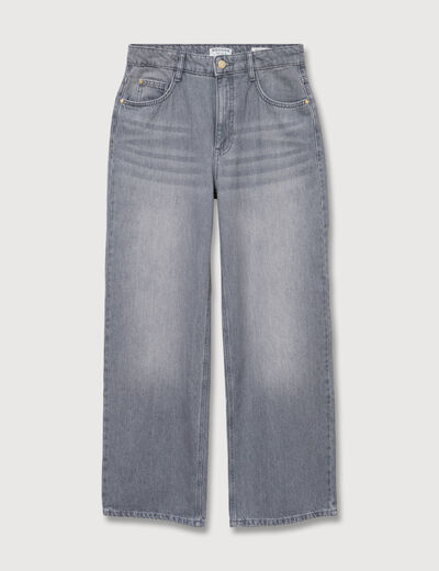 Jeans loose taille standard en coton denim gris clair femme