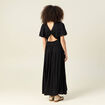 Robe longue évasée fluide noir femme