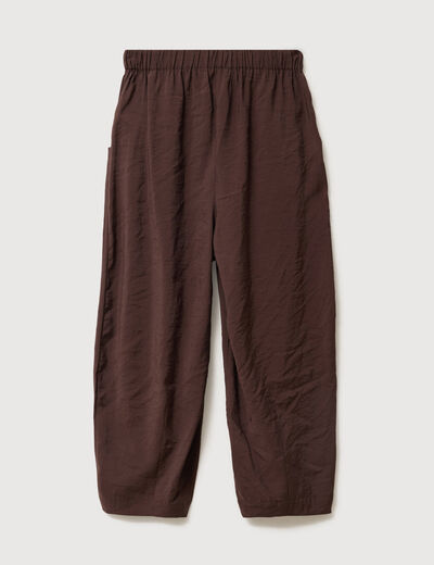 Pantalon loose taille standard marron fonc&eacute; femme
