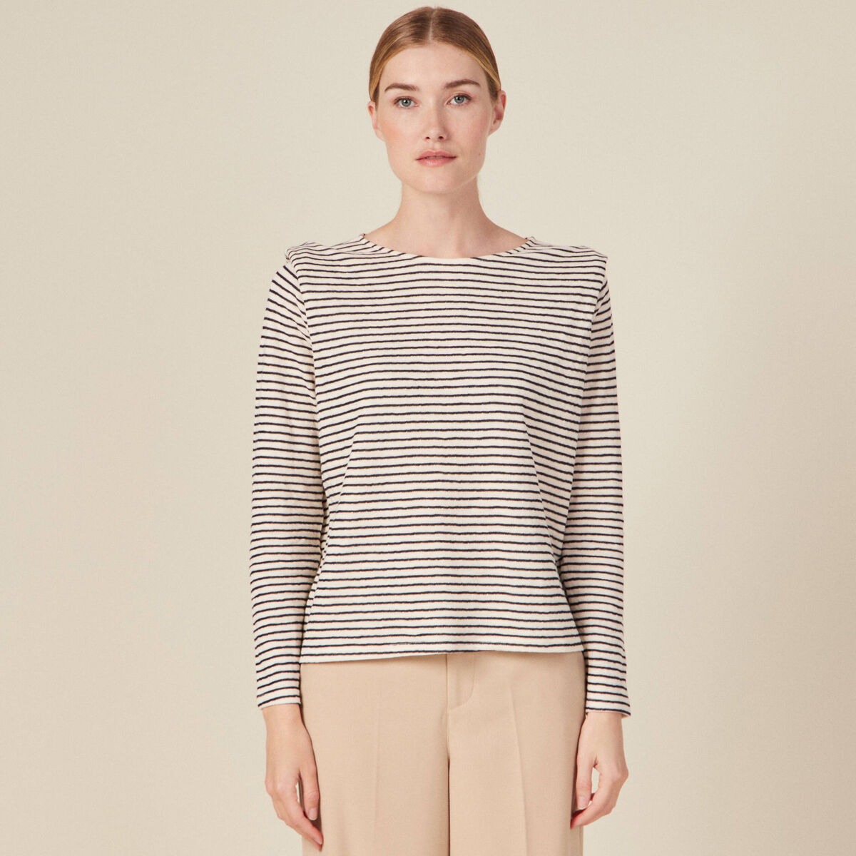T-shirt manches longues ecru femme