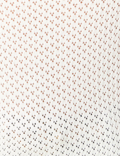 Pull manches courtes ajouré creme femme