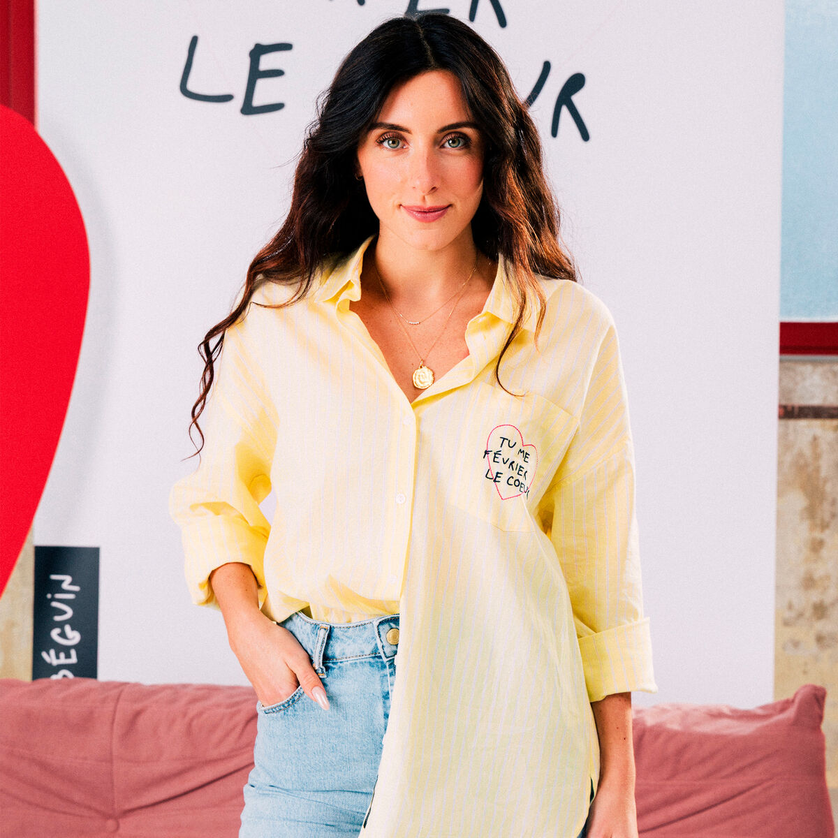 Chemise brod&eacute;e Atelier Beguin x Bonobo jaune femme