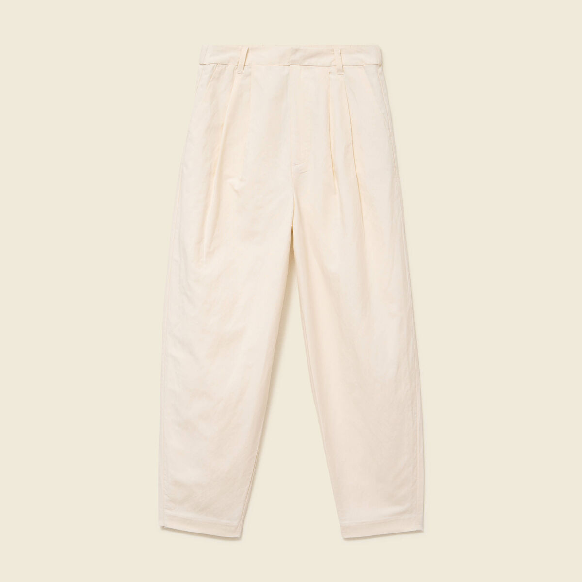 Pantalon barrel coupe loose taille haute ecru femme