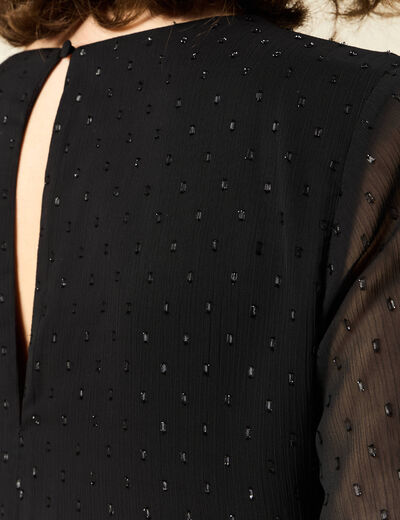 Robe évasée plissée noir femme