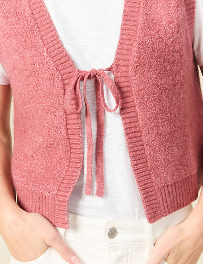 Gilet sherpa droit sans manches mauve femme