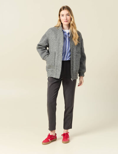 Pantalon cigarette gris femme