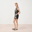Short en coton avec broderie noir femme