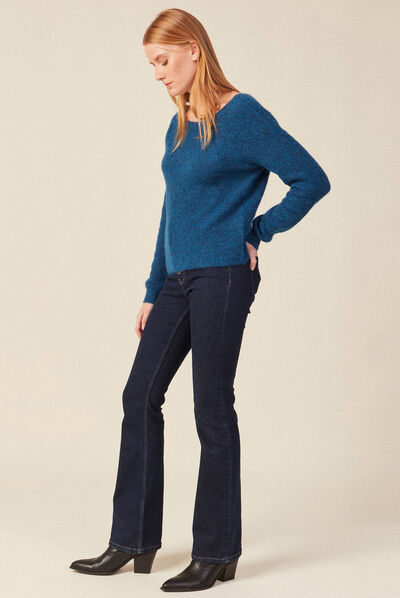 Pull manches longues bleu canard femme