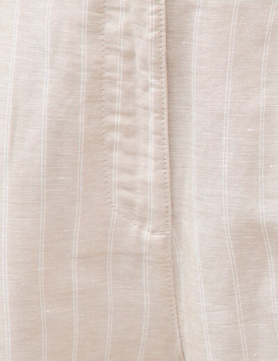 Short taille haute beige femme