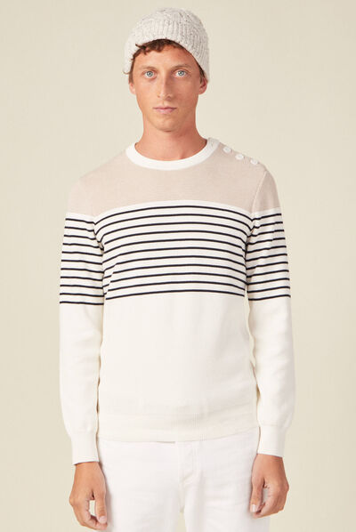 Pull manches longues ecru homme