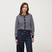 Gilet manches longues col rond en coton bleu marine femme