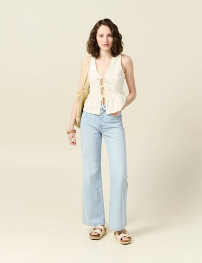 Blouse sans manches jaune pastel femme