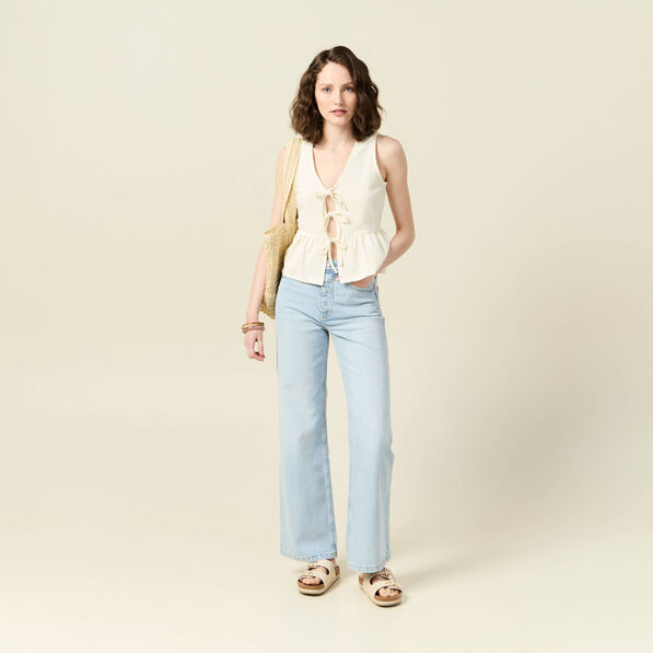Blouse sans manches jaune pastel femme