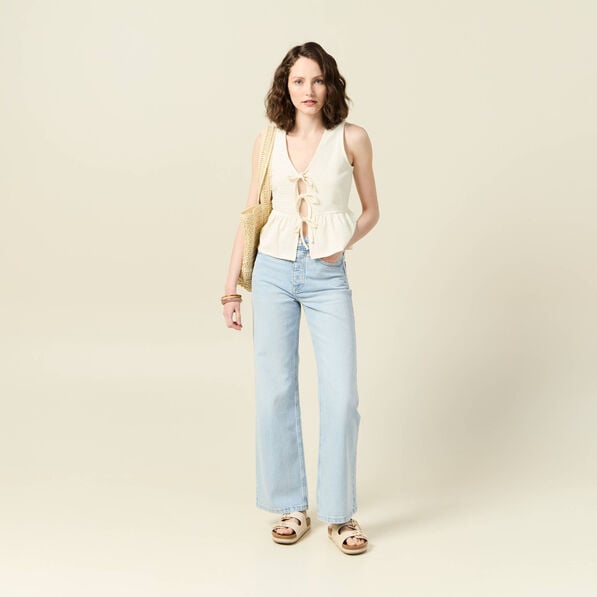 blouse sans manches jaune pastel femme Blouse sans manches jaune pastel femme