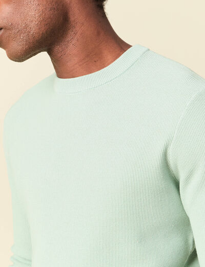 Pull fin col rond manches longues bleu gris homme
