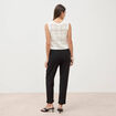 D&eacute;bardeur crochet col rond sans manches ecru femme