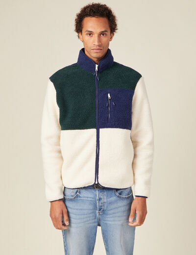 Sweat manches longues zippé vert foncé homme