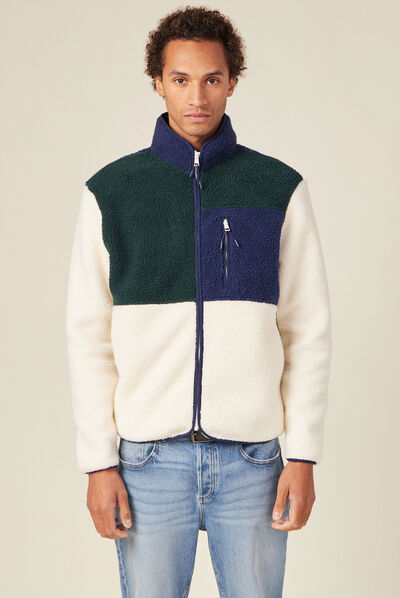 Sweat manches longues zippé vert foncé homme