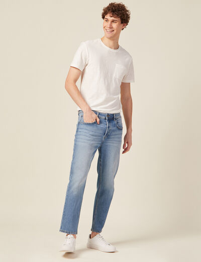 Jeans straight tapered denim stone homme