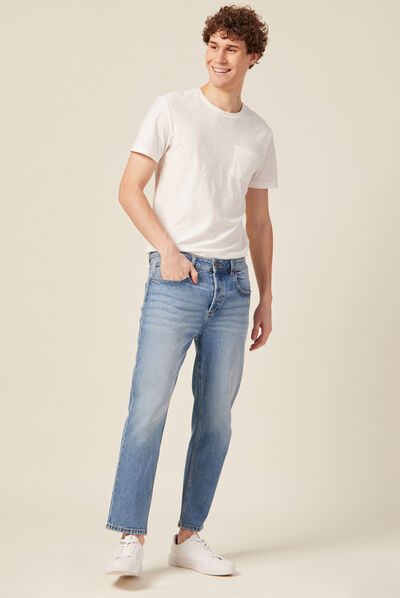 Jeans straight tapered denim stone homme
