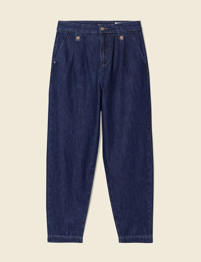Jeans slouchy taille haute denim brut femme
