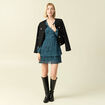 Robe &eacute;vas&eacute;e bas pliss&eacute; bleu canard femme
