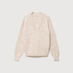 Pull col v manches longues creme femme
