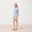 Chemise manches 3/4 bleu femme