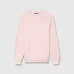 Pull col rond manches longues en coton rose poudr&eacute;e homme