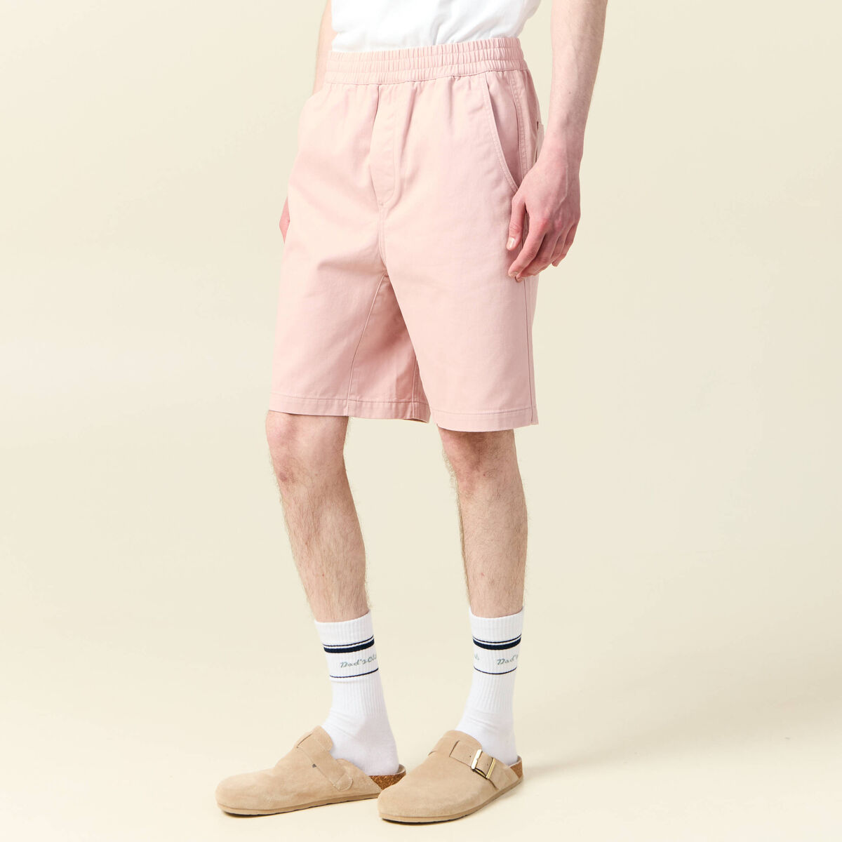 Bermuda droit rose pastel homme