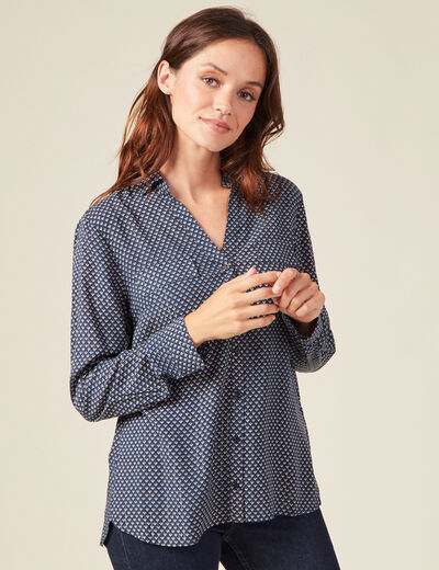 Chemise manches longues bleu femme