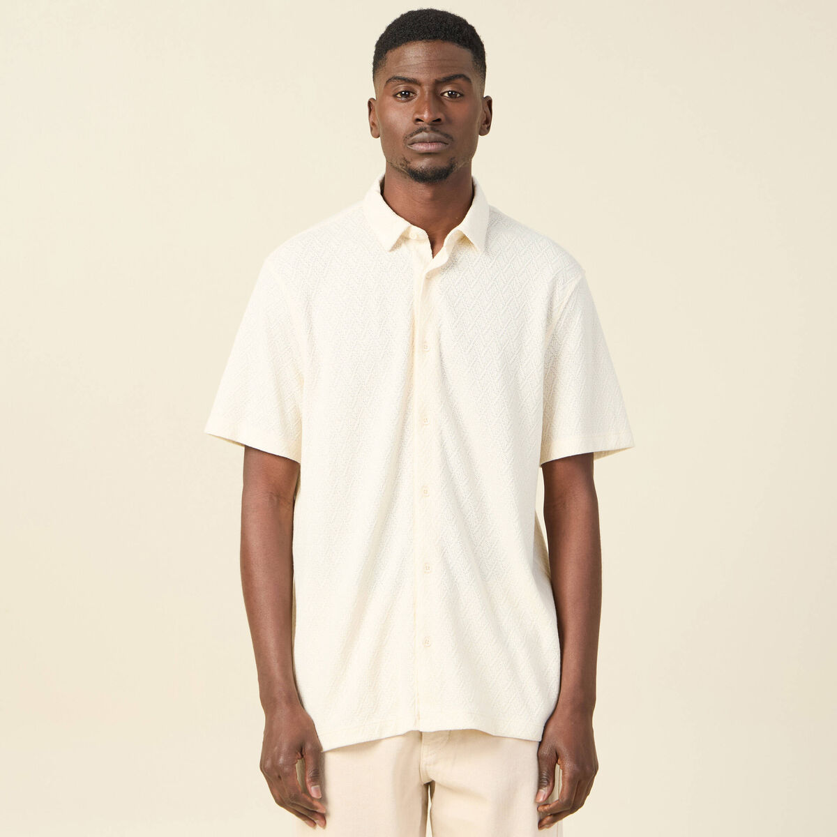 Chemise manches courtes ecru homme