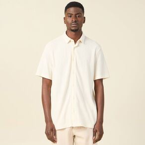 Chemise manches courtes ecru homme